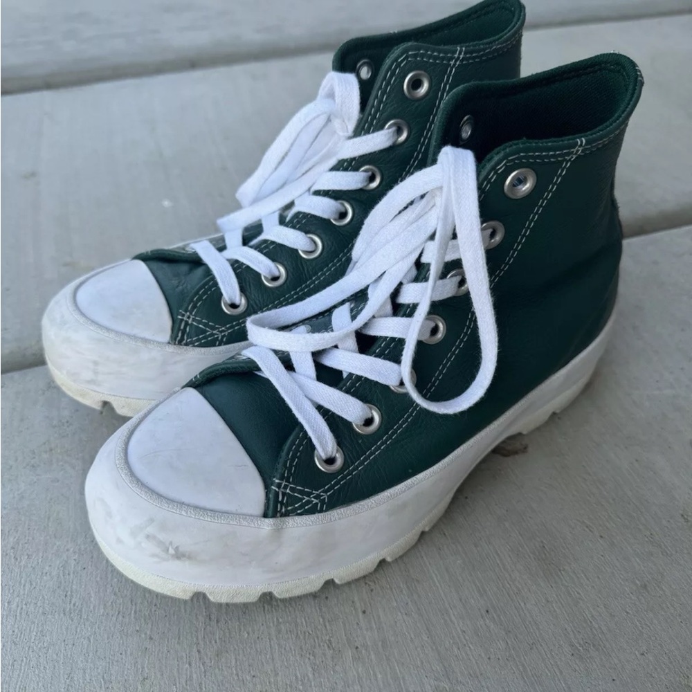 Green Converse High-Top Sneakers with White Laces